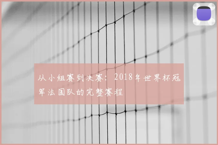 从小组赛到决赛：2018年世界杯冠军法国队的完整赛程
